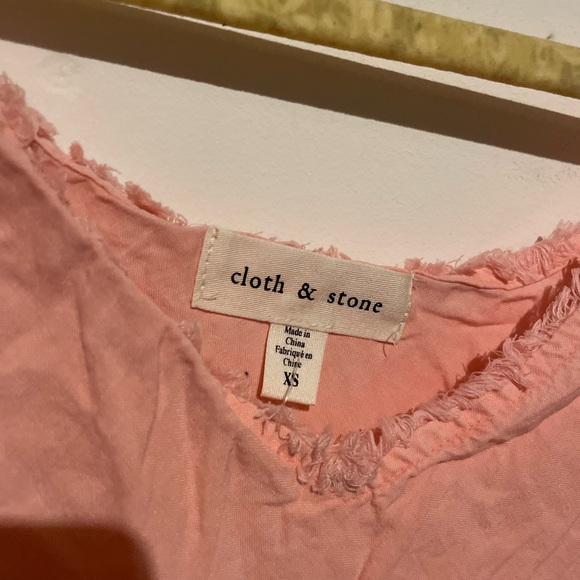 Cloth & Stone Pink Coral Tank Top Cami Fray Edge Tencel Size XS - Picture 4 of 6
